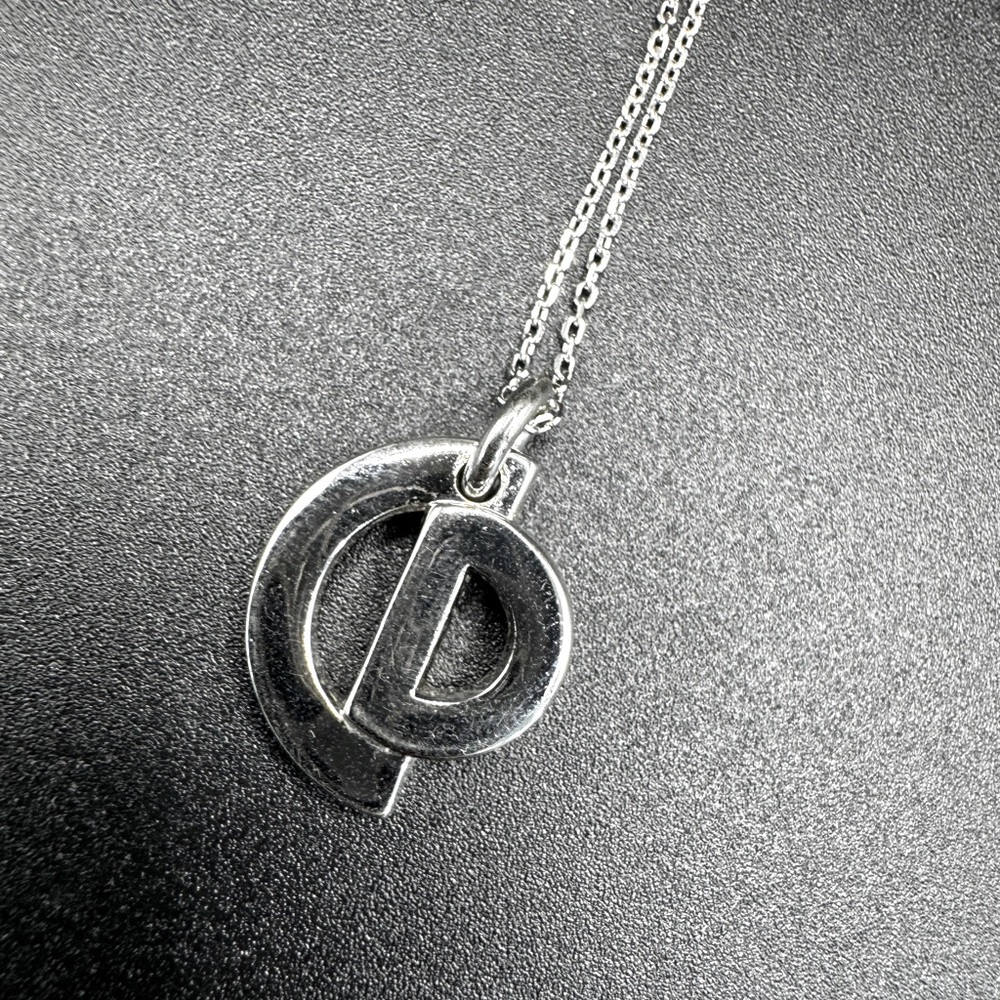 LOT 1476 rhodium plated Christian Dior vintage necklace silver tone Dior